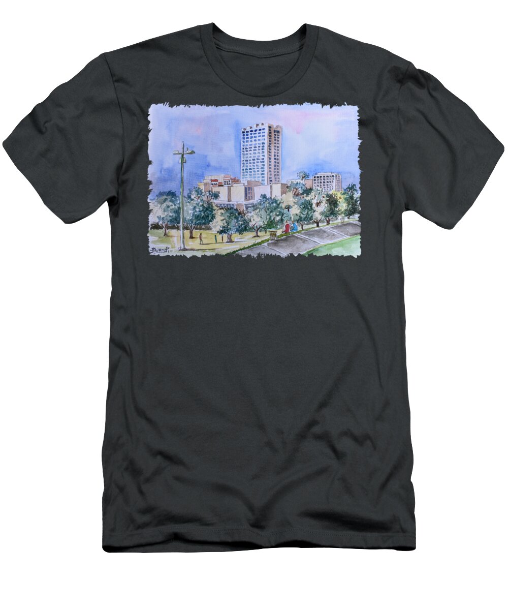 Wesley Snipes T-Shirt featuring the painting Hermann Park Houston by Anthony Mwangi
