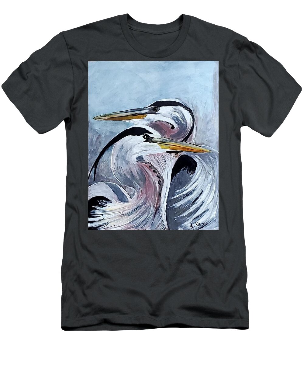  T-Shirt featuring the painting Heron Pair by Amy Kuenzie