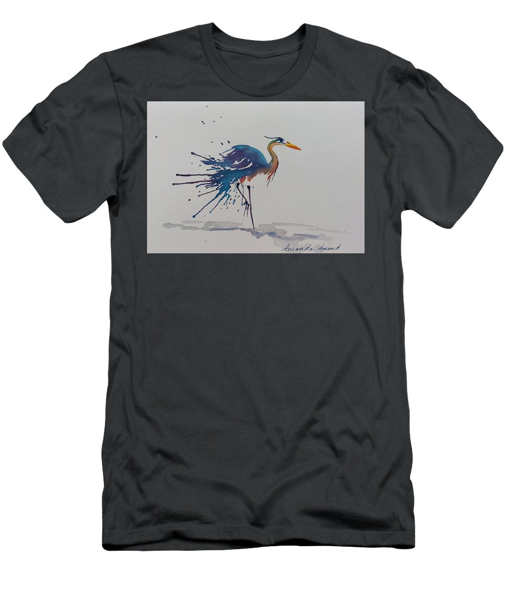 Plumage T-Shirt featuring the painting Heron Walk by Amanda Amend