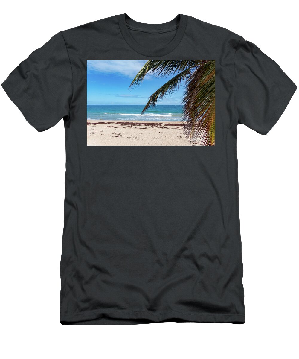 Condado T-Shirt featuring the photograph Hiding Behind The Palms, Condado Beach, San Juan, Puerto Rico by Beachtown Views