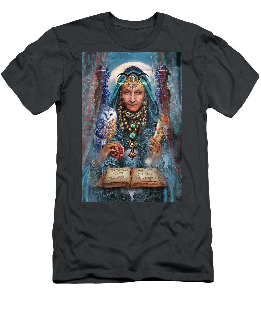  T-Shirt featuring the digital art High Priestess Voice And Vision Tarot by Ciro Marchetti