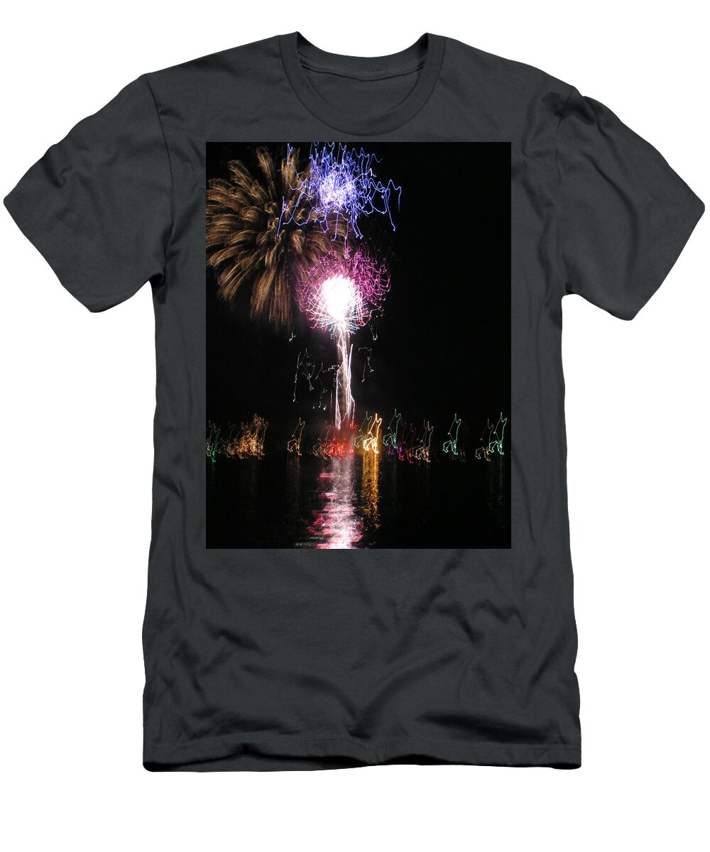 Fireworks T-Shirt featuring the photograph High Rock Fireworks by Heather E Harman