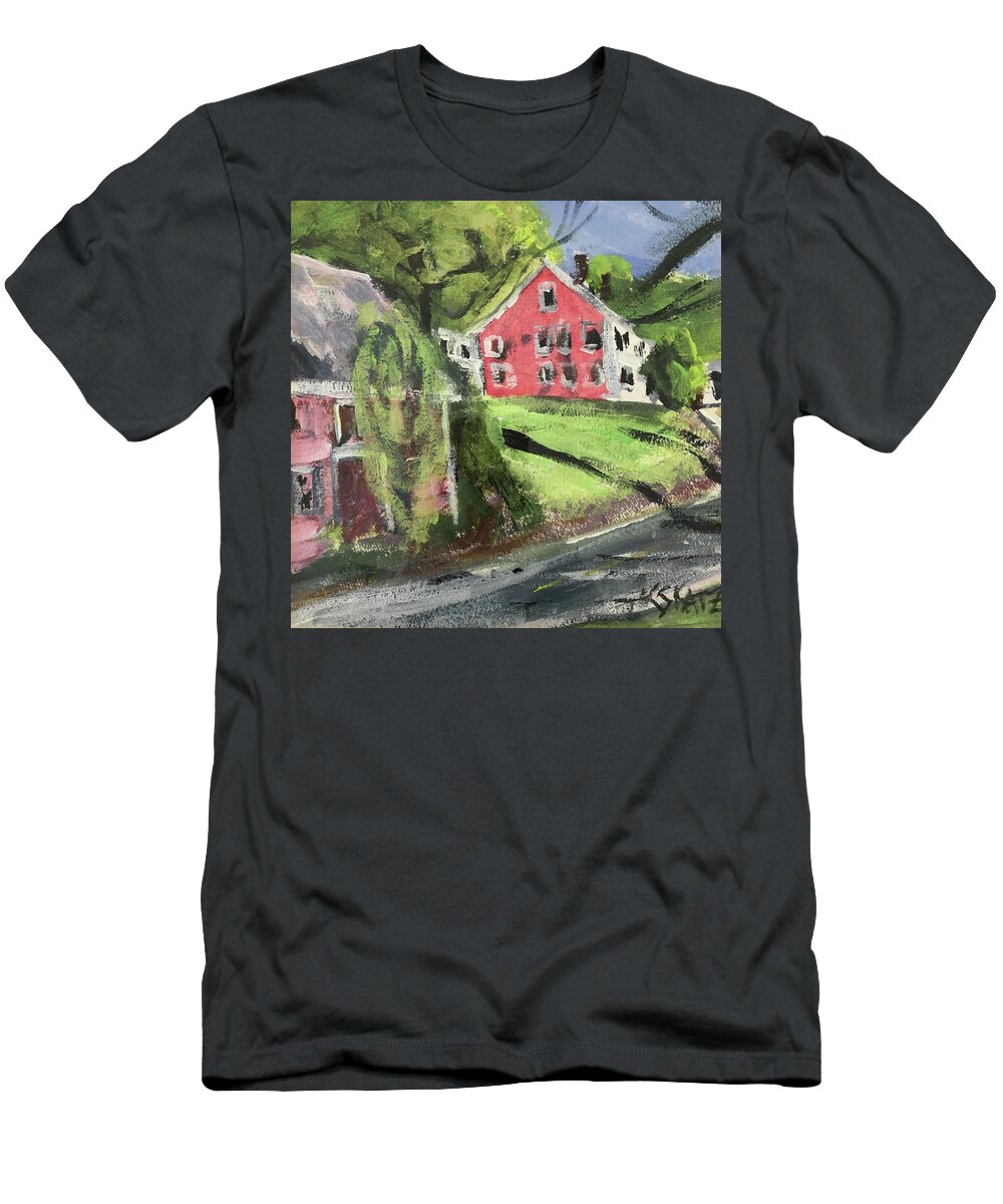New England T-Shirt featuring the painting High Street by Cyndie Katz