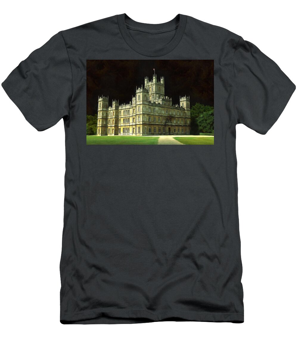 Highclere Castle T-Shirt featuring the digital art Highclere Castle Digital Art Painting Print by Caterina Christakos