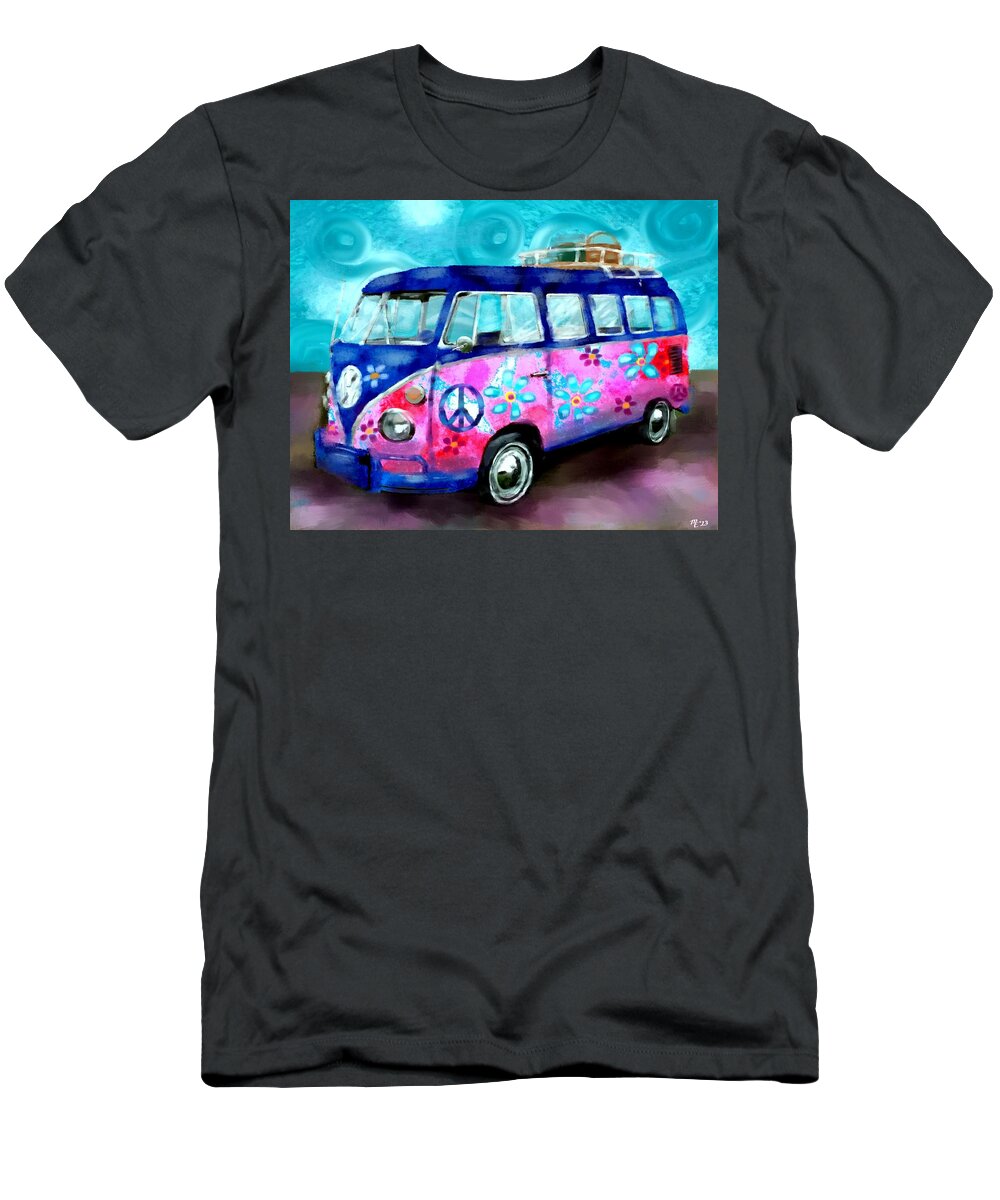 Hippie T-Shirt featuring the painting Hippie Van by Monica Resinger