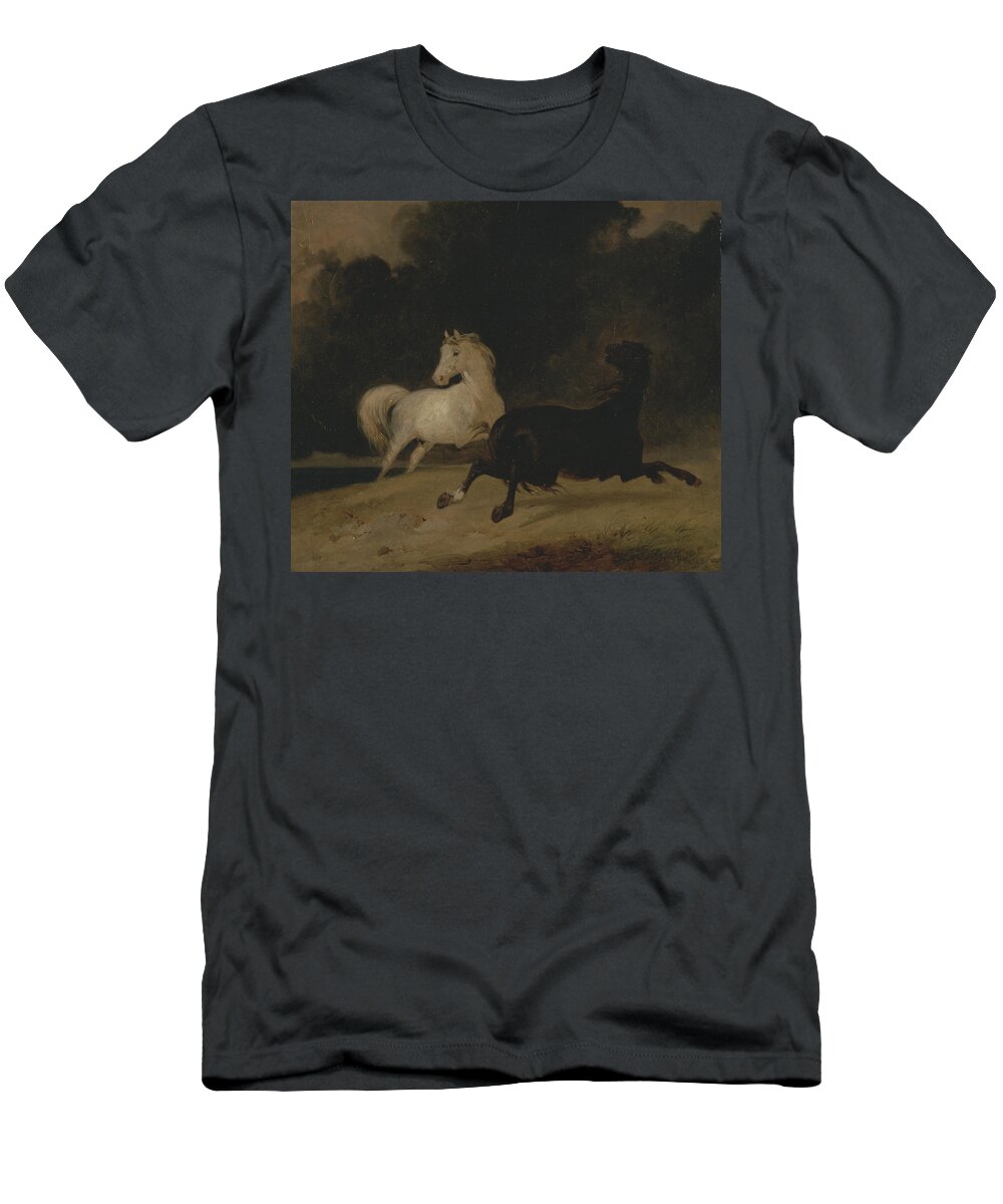 19th Century Painters T-Shirt featuring the painting Horses in a Thunderstorm by Thomas Woodward