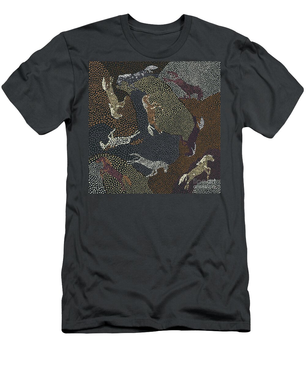 Horses T-Shirt featuring the painting Horses in the field by Go Van Kampen