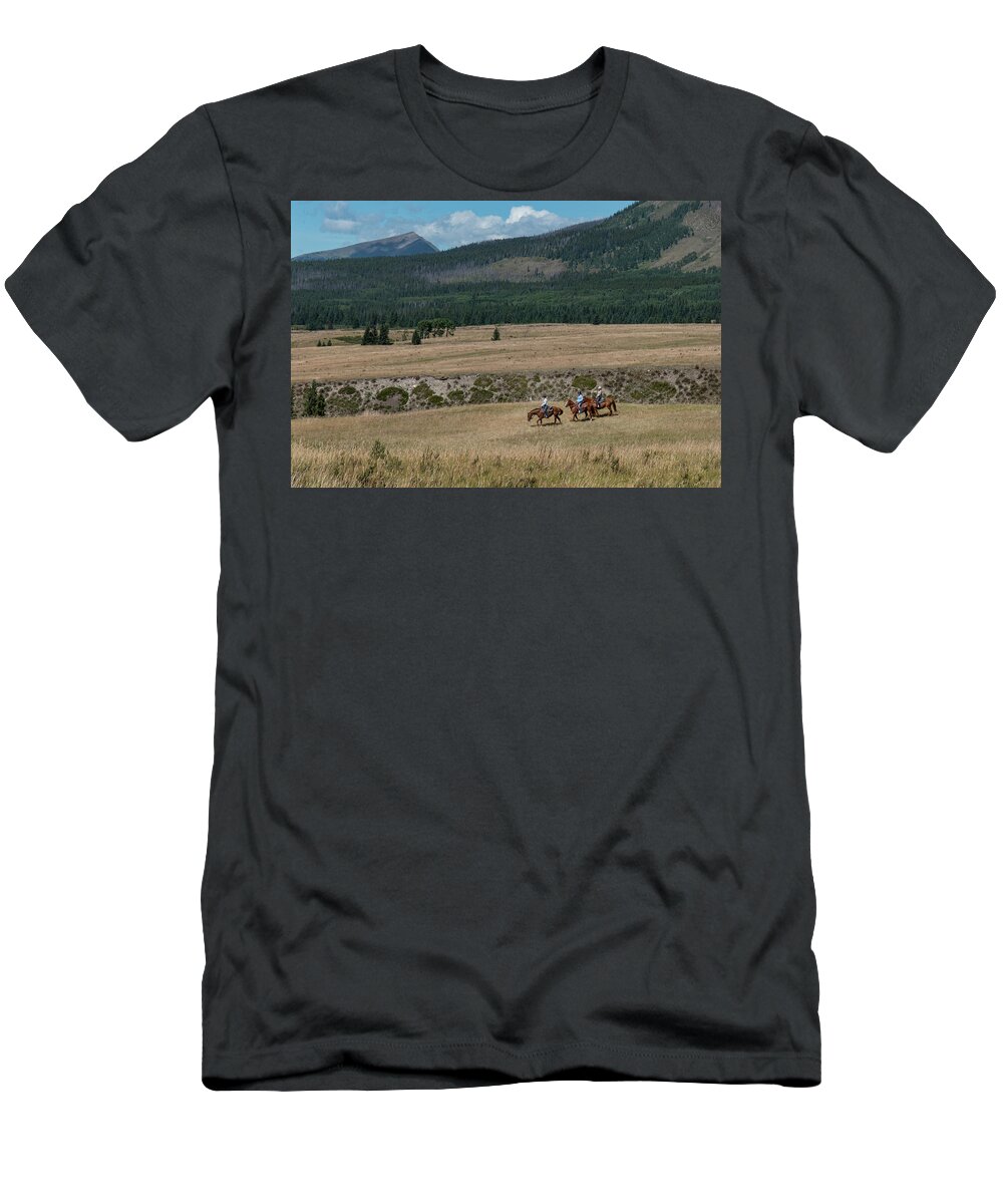 Horse T-Shirt featuring the photograph Horses In The Mountains by Karen Rispin