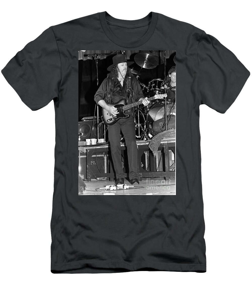 Hughie Thomasson T-Shirt featuring the photograph Hughie Thomasson - The Outlaws by Concert Photos
