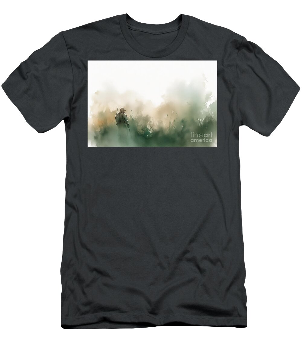 Hunter T-Shirt featuring the painting Hunter watercolor background by N Akkash