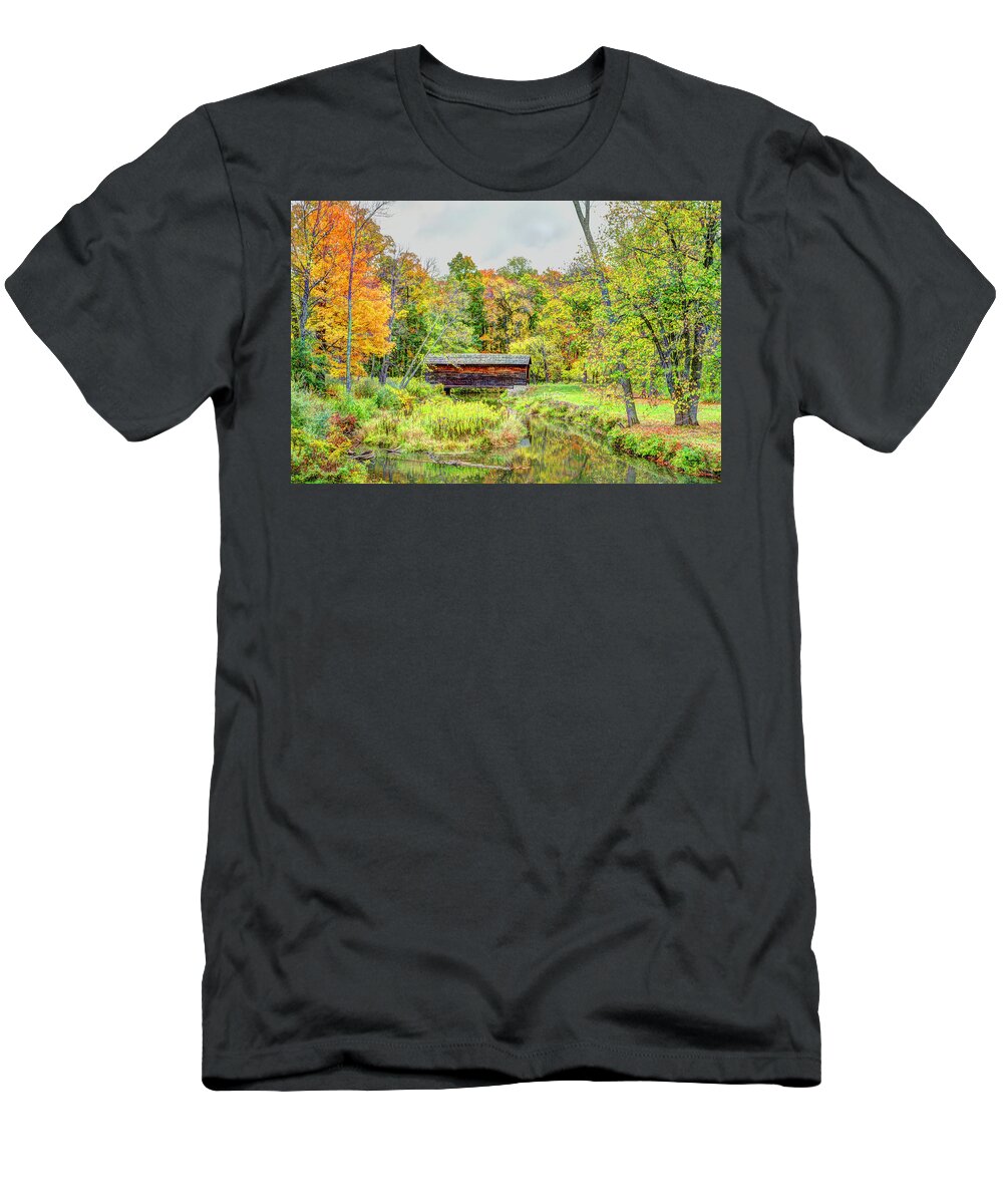 Hyde Hall Covered Bridge T-Shirt featuring the photograph Hyde Hall Covered Bridge #2 by Joe Granita