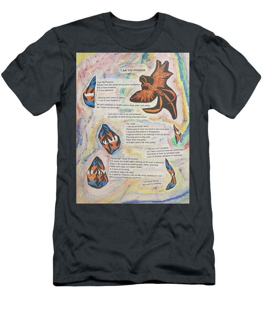 Phoenix T-Shirt featuring the mixed media I am the Phoenix by Branwen Drew