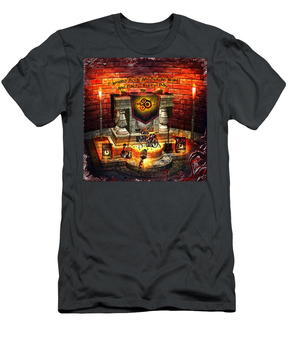 Rock Music T-Shirt featuring the digital art I Want To Rock by Michael Damiani