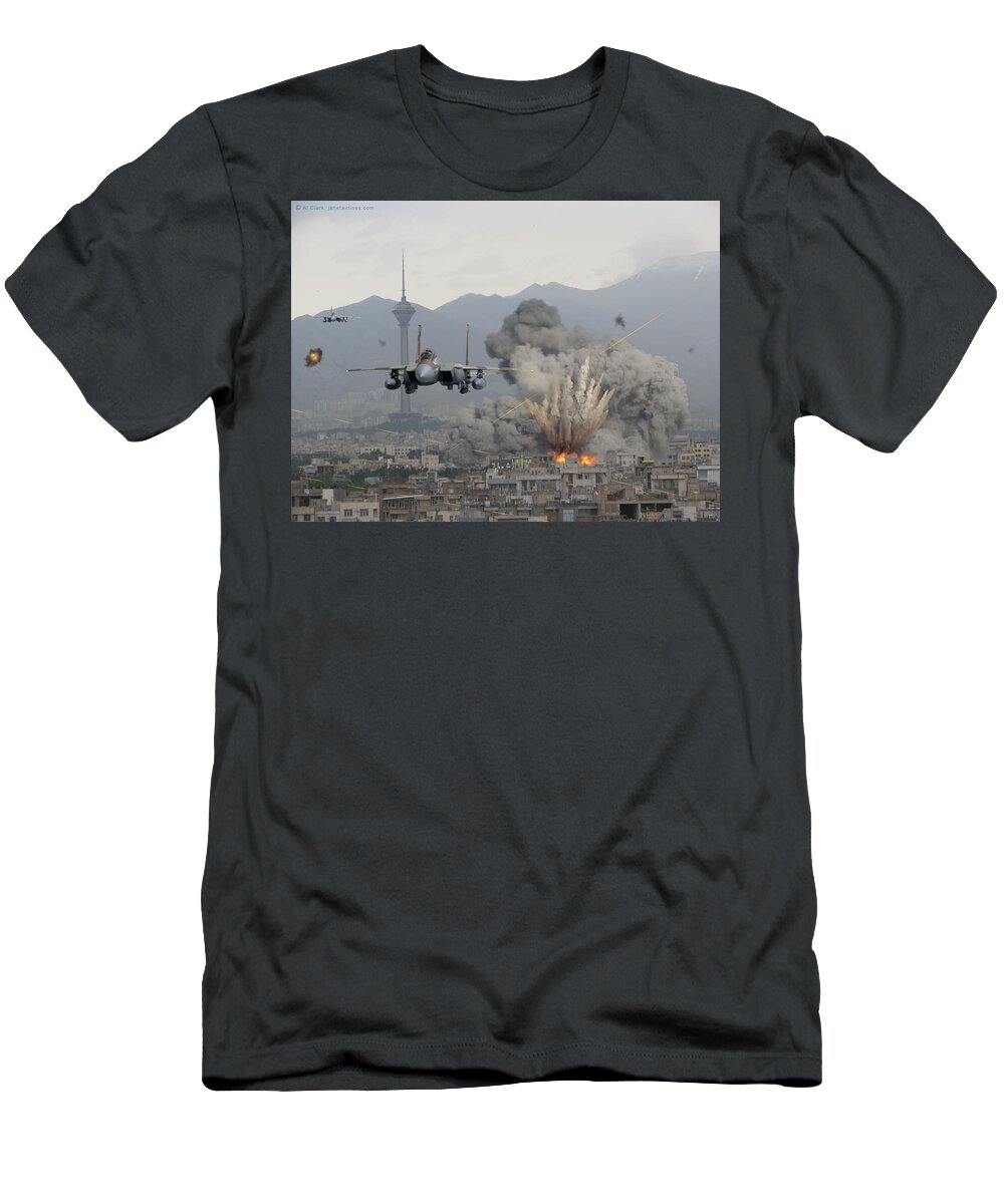 Eagle T-Shirt featuring the digital art IAF F-15Is Retaliate over Tehran by Custom Aviation Art