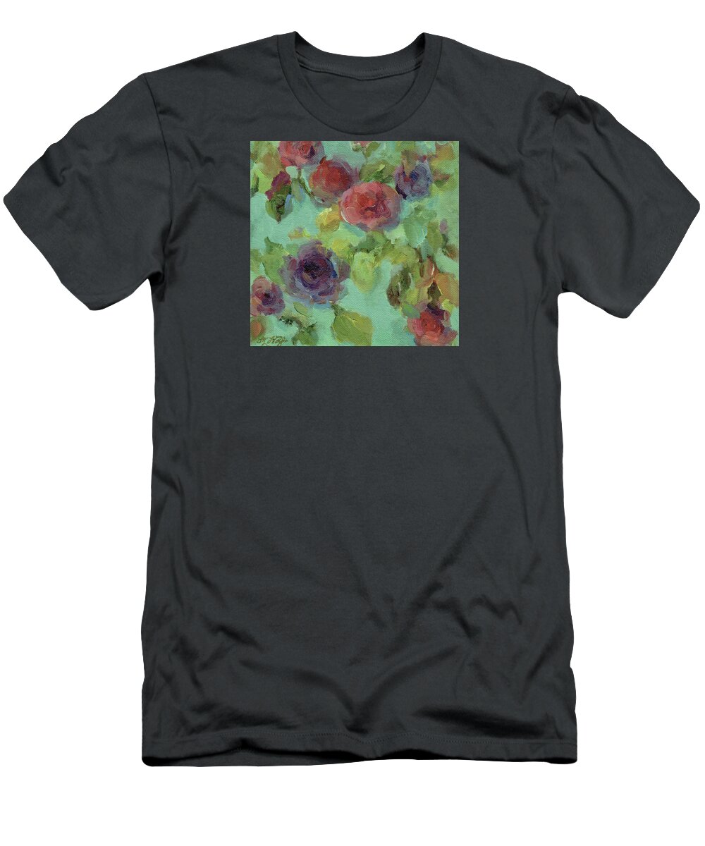Flowers T-Shirt featuring the painting Impressionist Floral by Mary Wolf