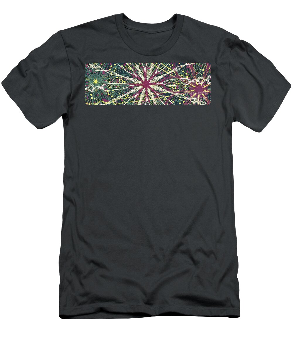 Mandala T-Shirt featuring the digital art Improvisation 351 by Bentley Davis
