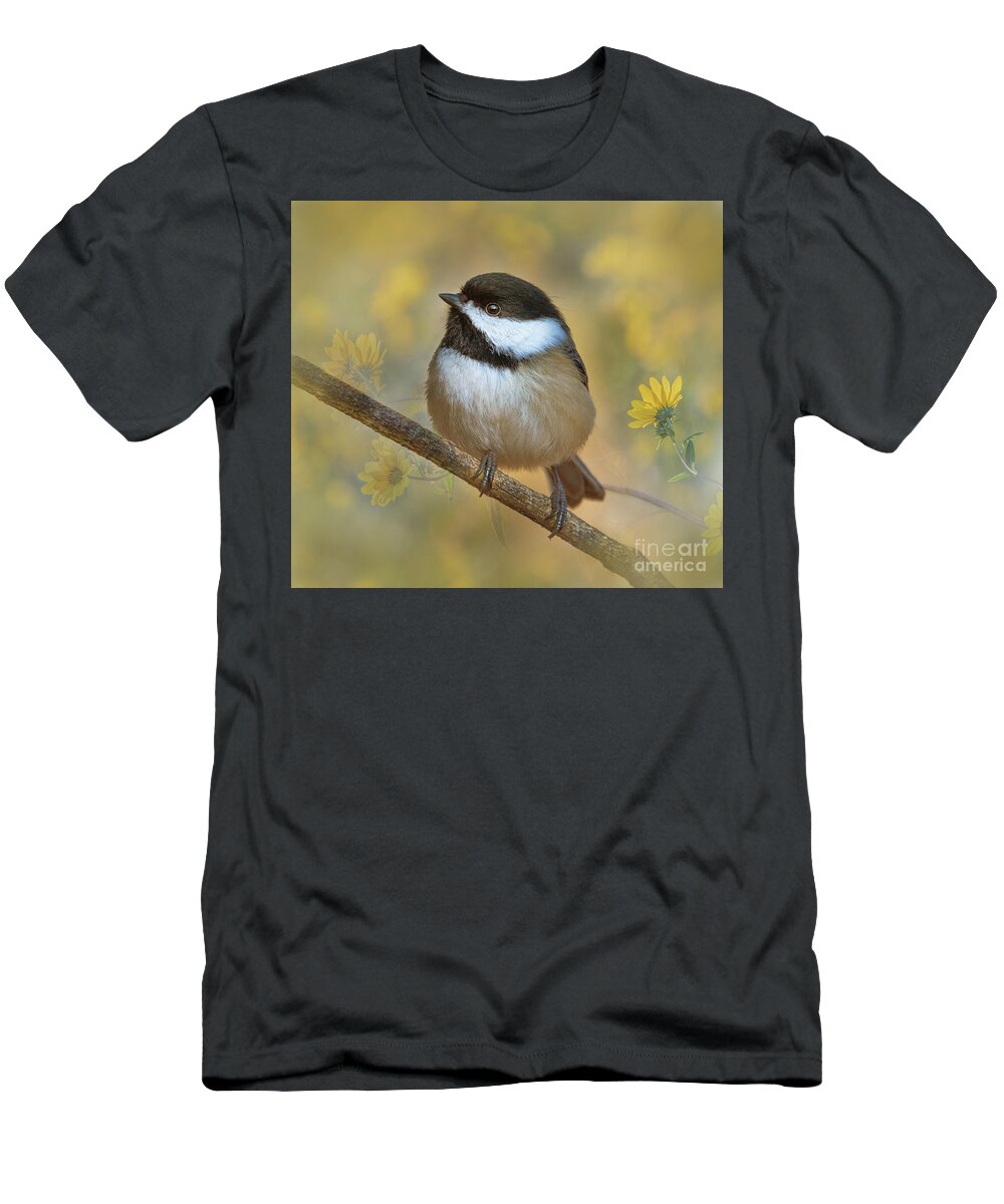 Black-capped Chickadee T-Shirt featuring the photograph In a Summer Dream-Black-capped Chickadee by Sandra Rust