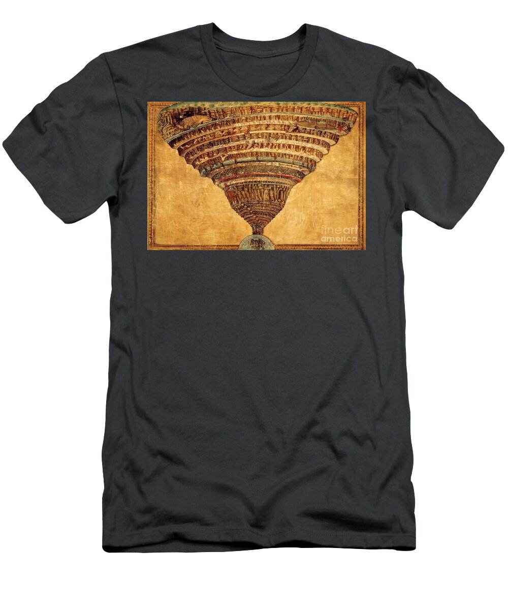 Botticelli Inferno Map Of Hell T-Shirt featuring the painting Inferno by Sandro Botticelli