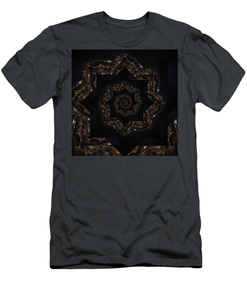 Grid T-Shirt featuring the digital art Infinity Tunnel Star Eagle Feathers by Pelo Blanco Photo