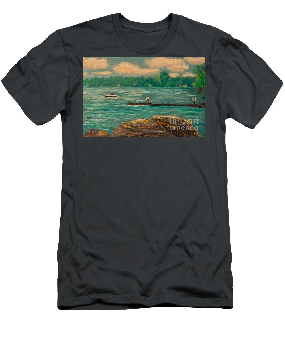 Innisfil T-Shirt featuring the painting Innisfil Beach by Monika Shepherdson