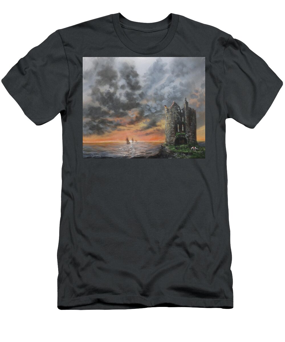 Scotland T-Shirt featuring the painting Into the Sun by Tom Shropshire