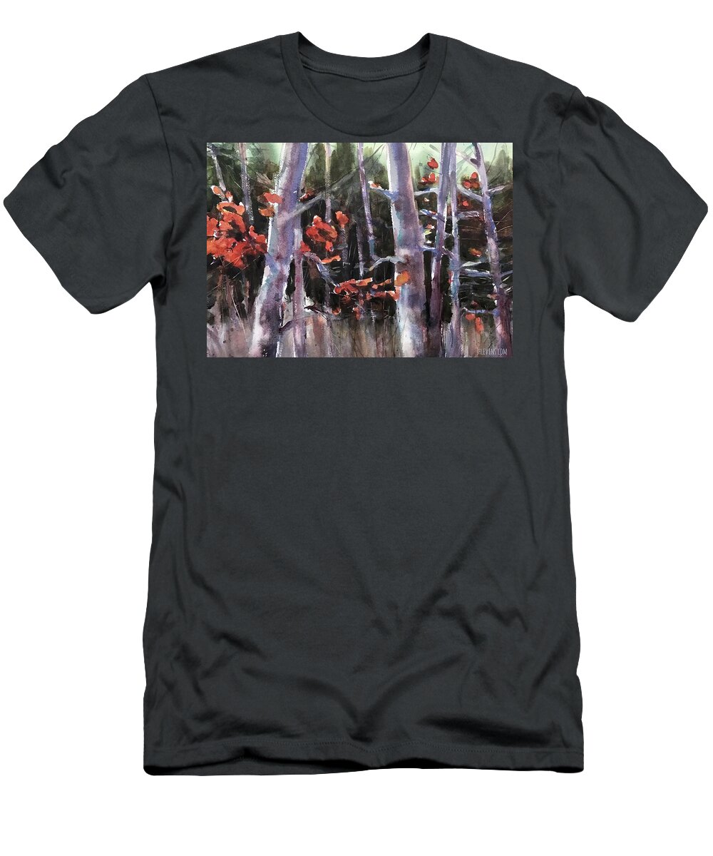 Forest T-Shirt featuring the painting Into the Woods by Judith Levins
