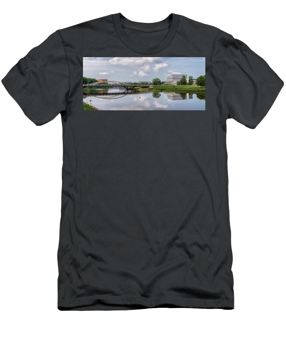 Iowa City T-Shirt featuring the photograph Iowa City - Park Road Bridge Panorama by Susan Rissi Tregoning