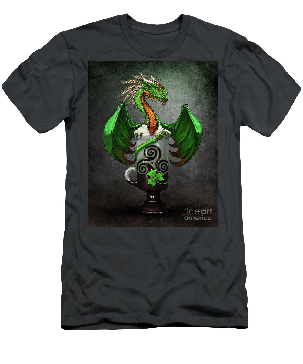 Irish T-Shirt featuring the digital art Irish Coffee Dragon by Stanley Morrison