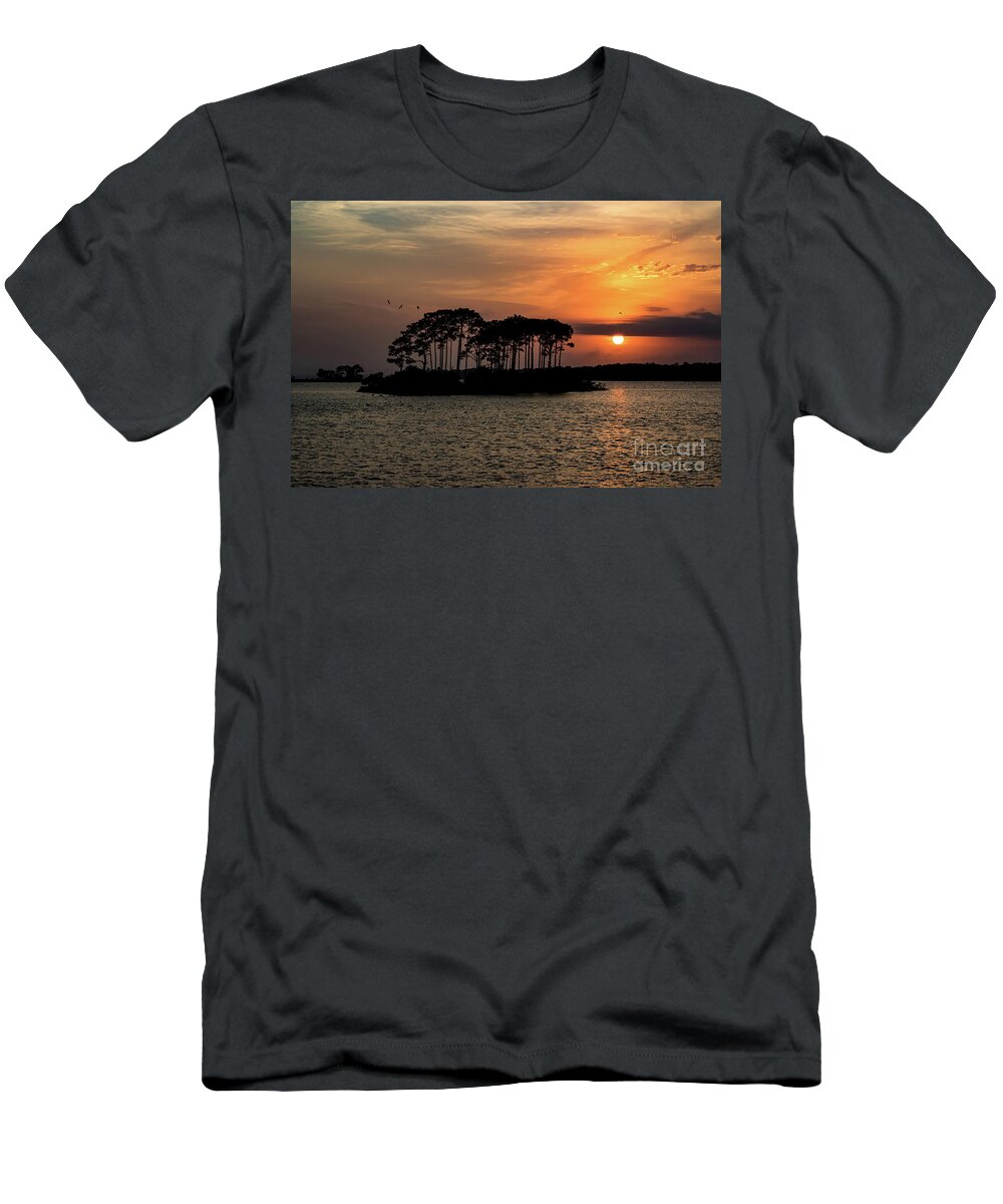 Island T-Shirt featuring the photograph Island Orange Sunset by Beachtown Views