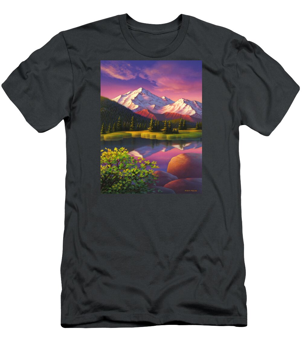 Mountain Scene T-Shirt featuring the painting Ivory Mountain by Robin Moline