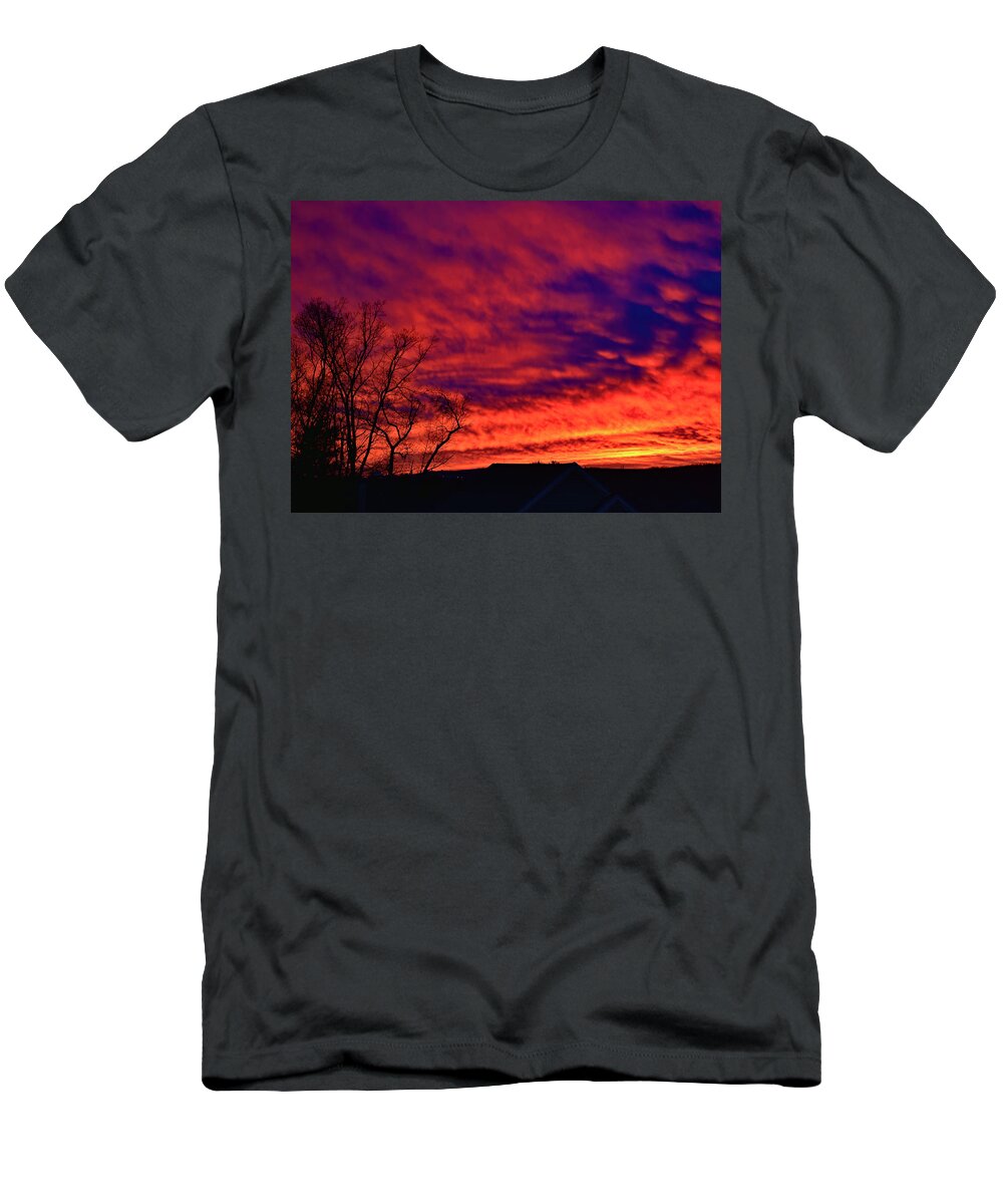 Sunset T-Shirt featuring the photograph January sunset by Monika Salvan