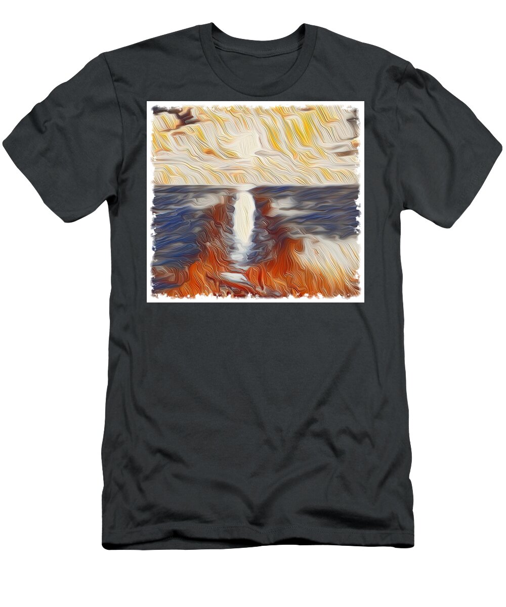  T-Shirt featuring the mixed media Japanese Beach by Bencasso Barnesquiat