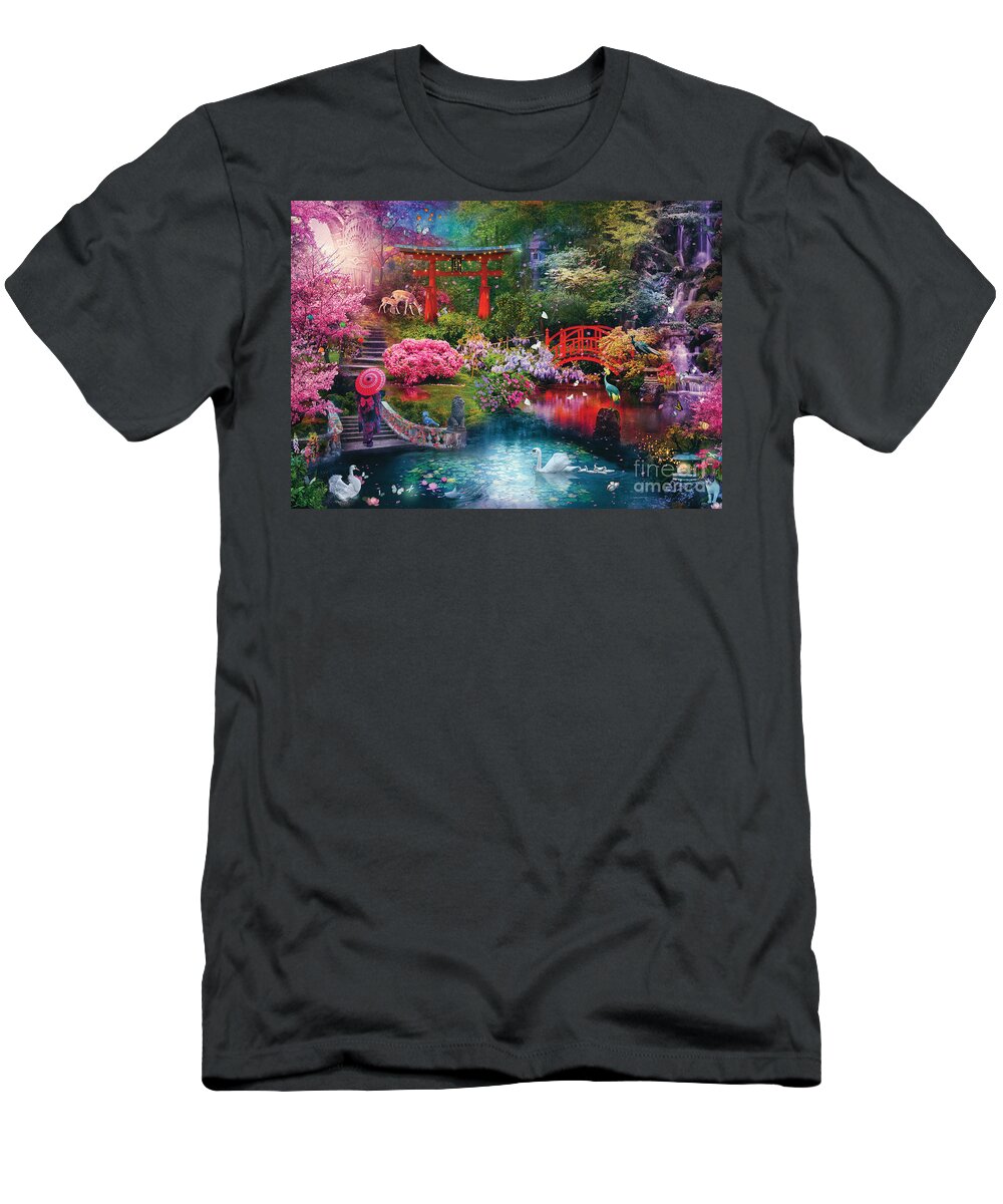 Japan T-Shirt featuring the digital art Japanese Garden by MGL Meiklejohn Graphics Licensing