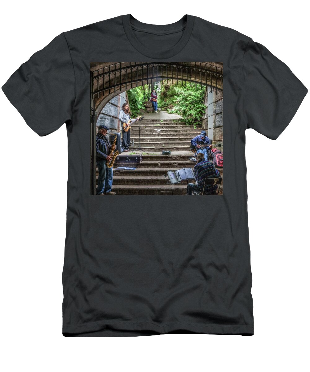 Jazz In Golden Gate Park T-Shirt featuring the photograph Jazz in Golden Gate Park by Donald Kinney
