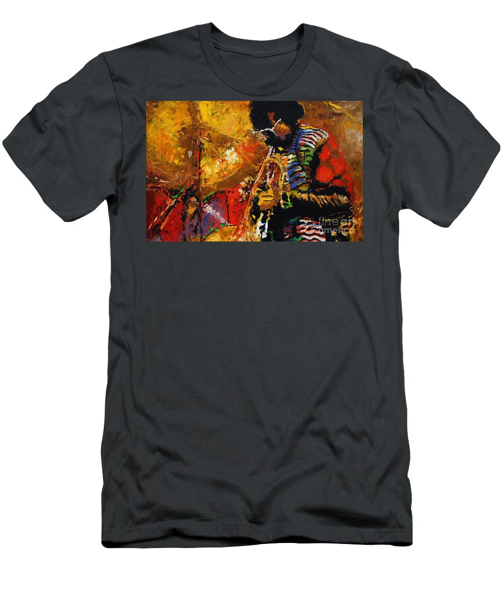 Jazz T-Shirt featuring the painting Jazz Miles Davis 3 by Yuriy Shevchuk