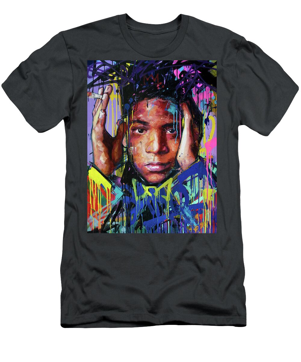 Jean Michel Basquiat T-Shirt featuring the painting Jean-Michel Basquiat IV by Richard Day