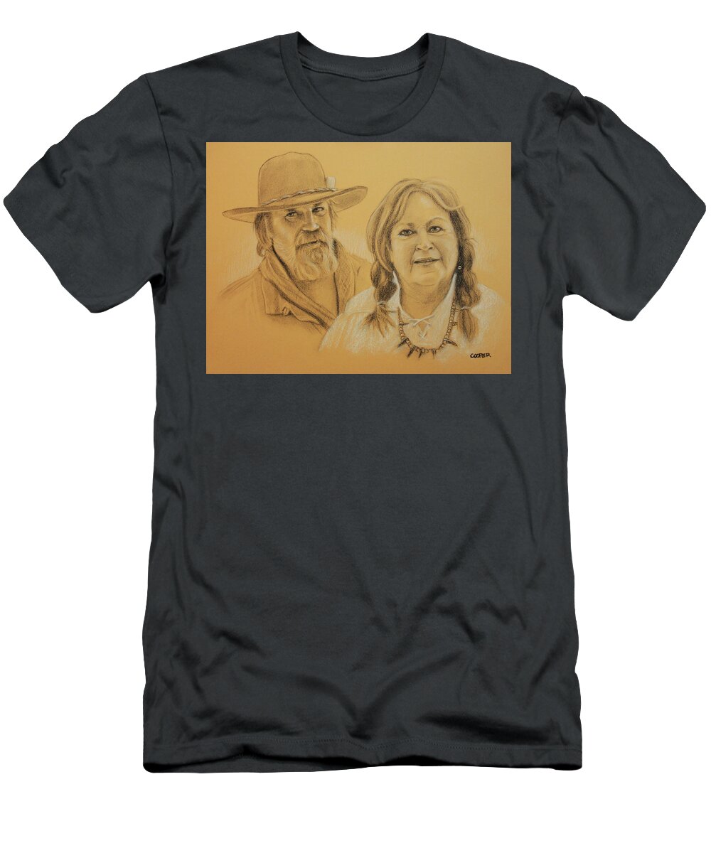Couple T-Shirt featuring the drawing Jeff and Teri by Todd Cooper