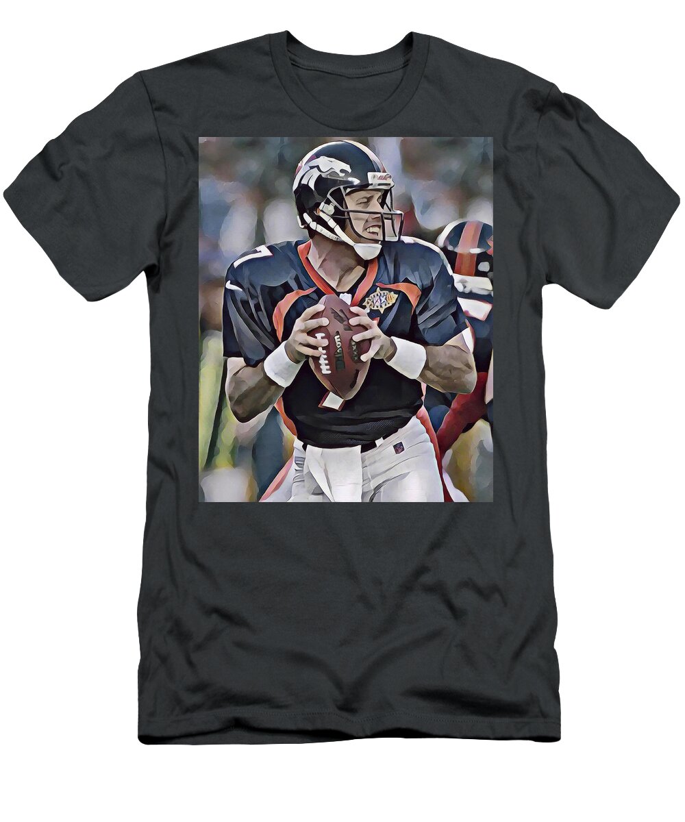 Tidsserier Stille skrot John Elway Denver Broncos Abstract Art 1000 T-Shirt by Joe Hamilton - Pixels