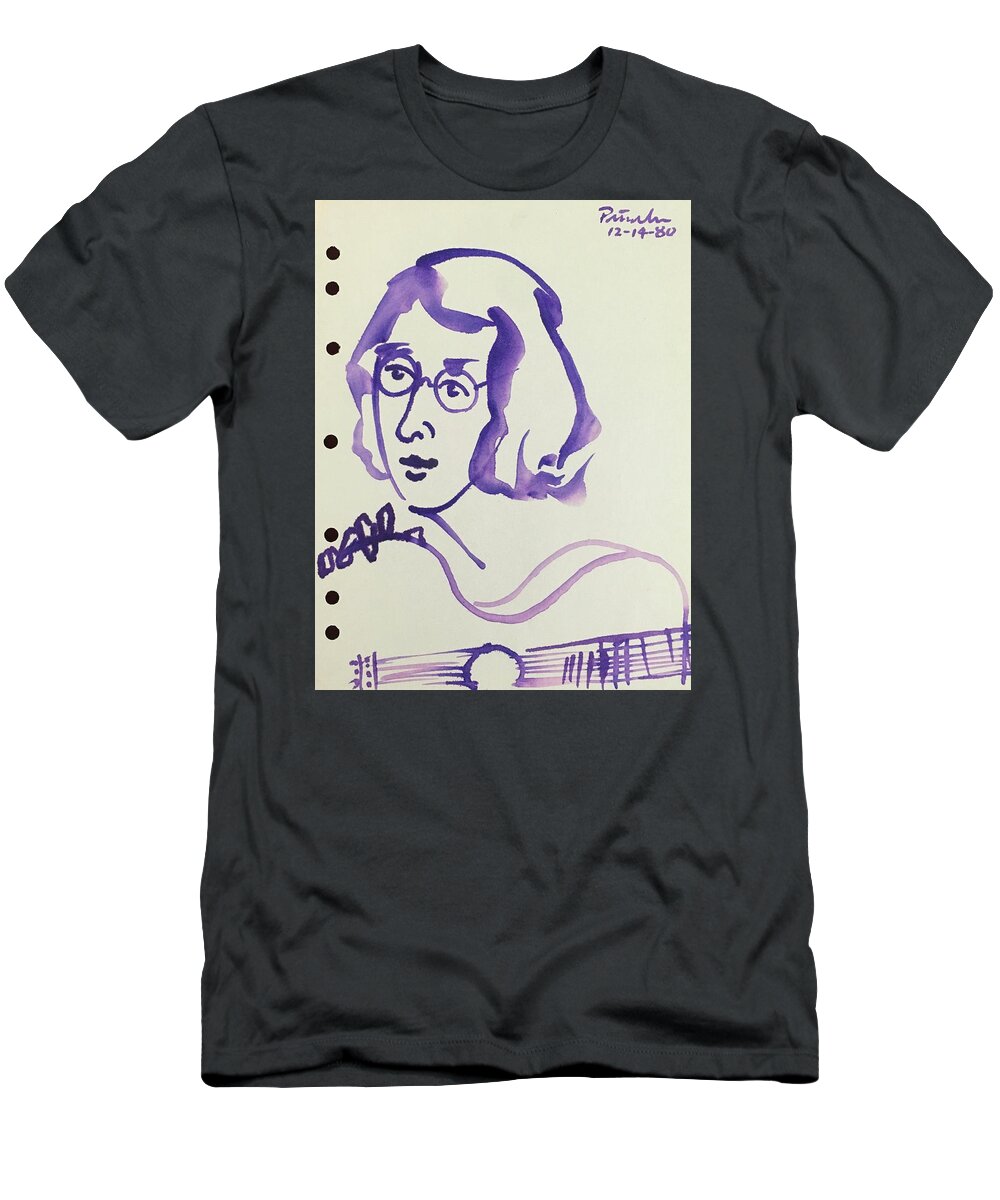 Ricardosart37 T-Shirt featuring the painting John Lennon 12-14-80 by Ricardo Penalver deceased