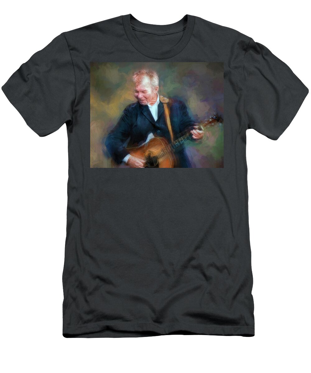 John Prine T-Shirt featuring the mixed media John Prine Singer Songwriter by Mal Bray