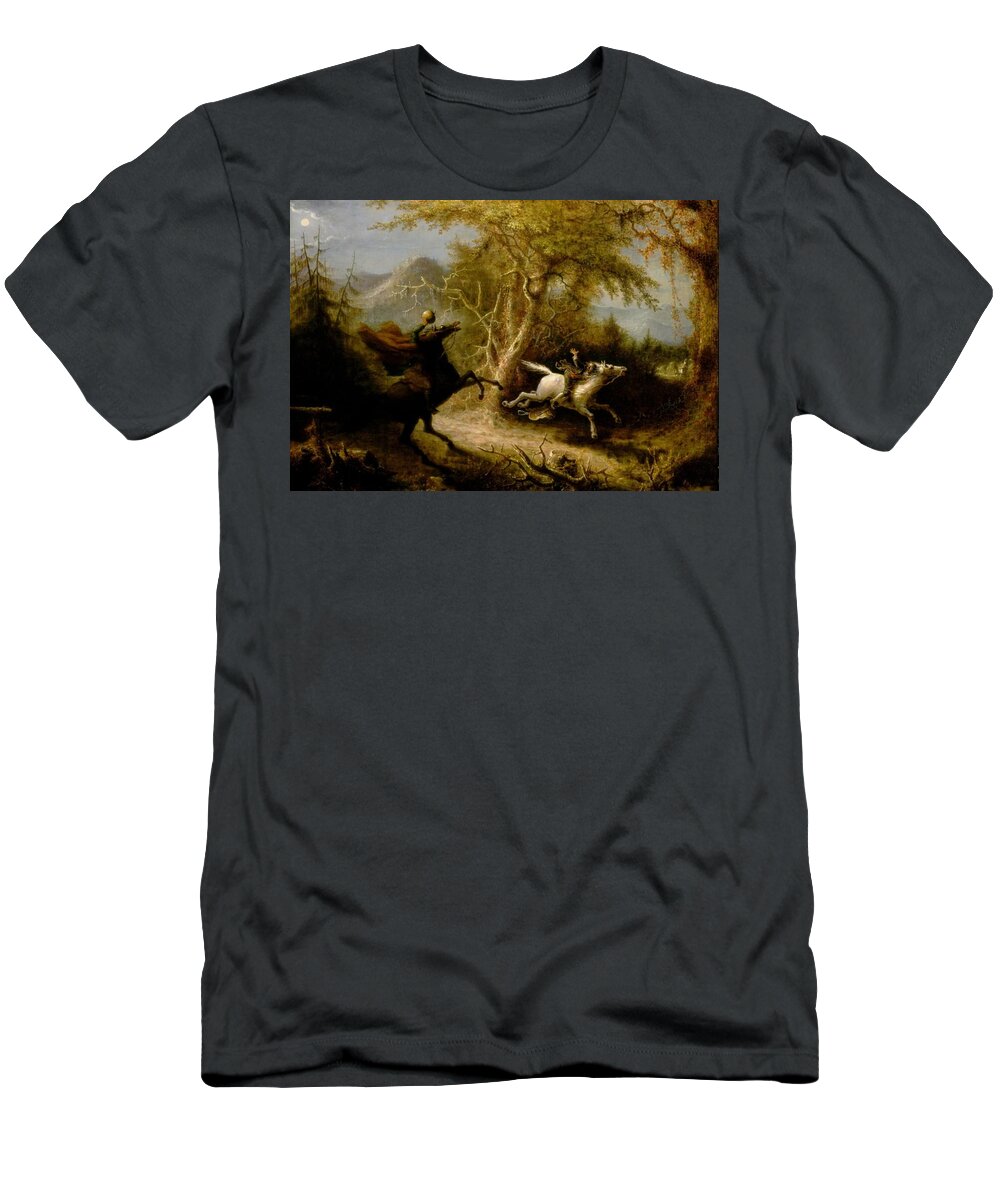 Sleepy Hollow T-Shirt featuring the painting John Quidor Legend of Sleepy Hollow Headless Horseman Pursuing Ichabod Crane 1858 by John Quidor Legend