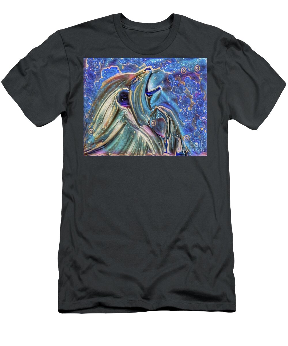 Lion T-Shirt featuring the mixed media Joy In The Night by Jessica Eli