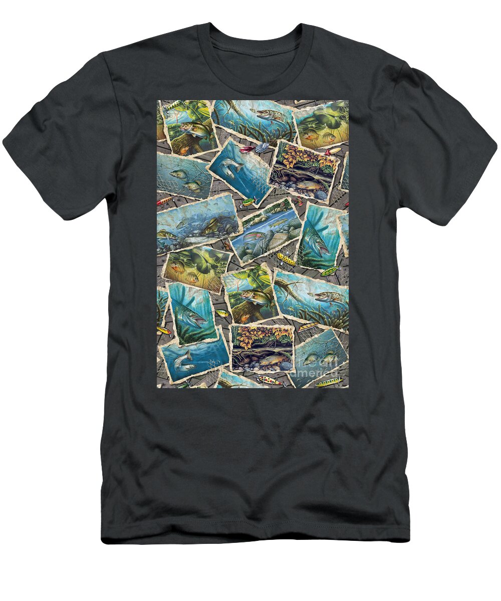 Jq Licensing T-Shirt featuring the painting JQ Fish Paintings Fabric by Jon Q Wright