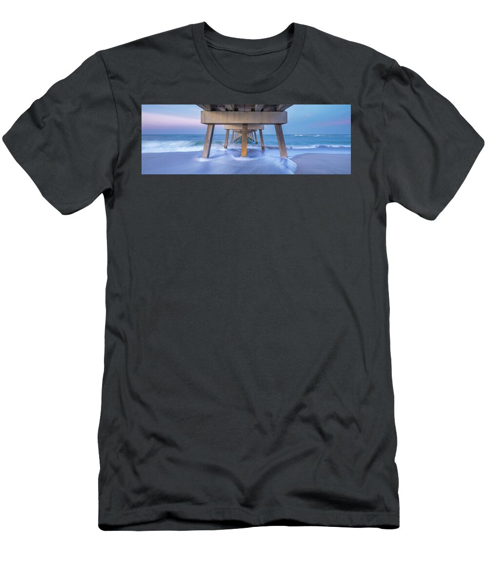 Juno Beach Pier T-Shirt featuring the photograph Juno Beach Pier Purple Panorama by Kim Seng