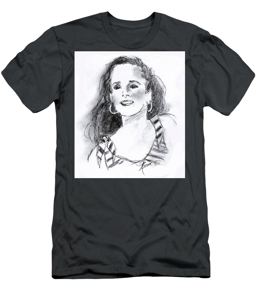 Skektching T-Shirt featuring the painting Karen by Adele Bower