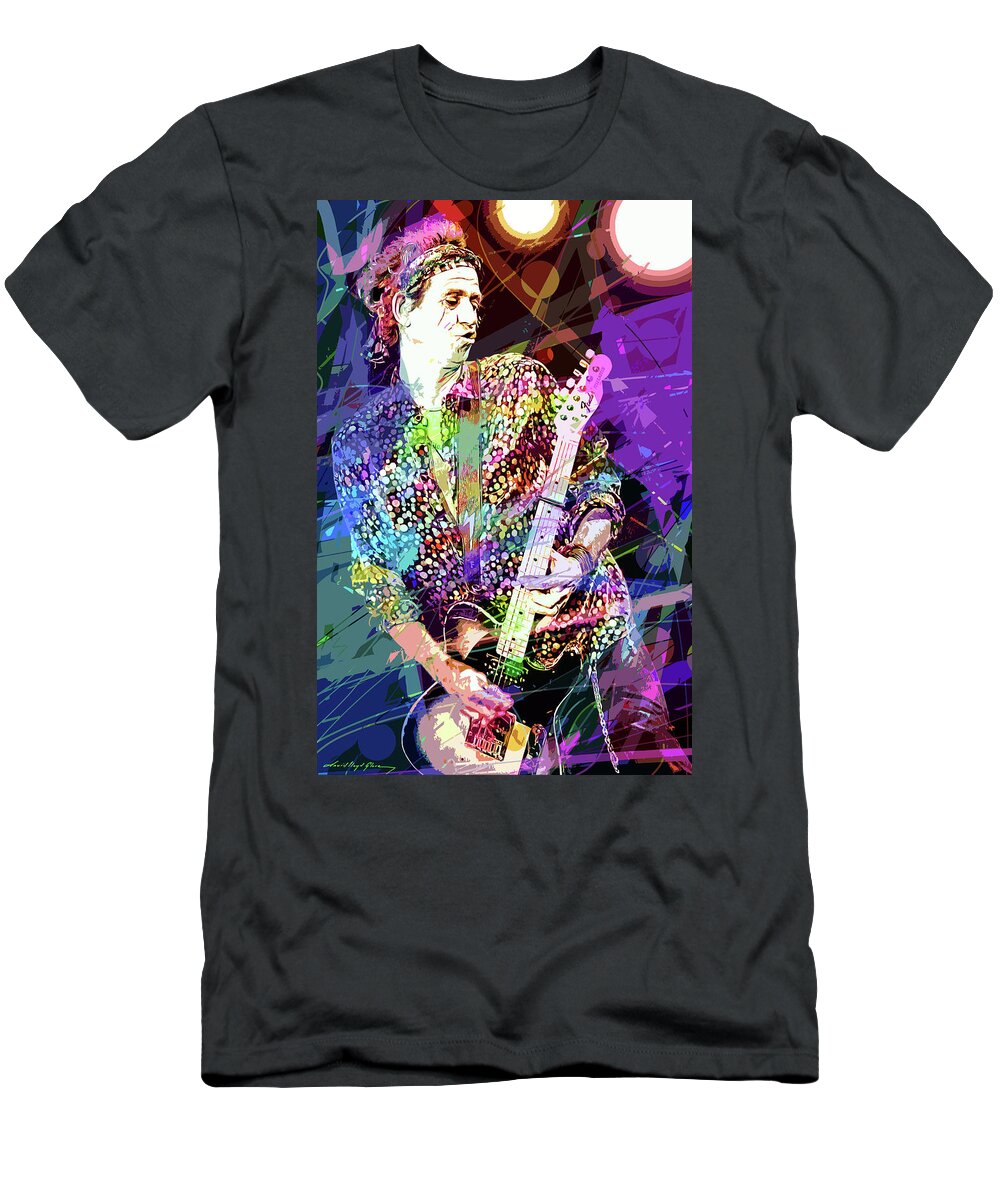 Rock T-Shirt featuring the painting Keith Richards Forever by David Lloyd Glover