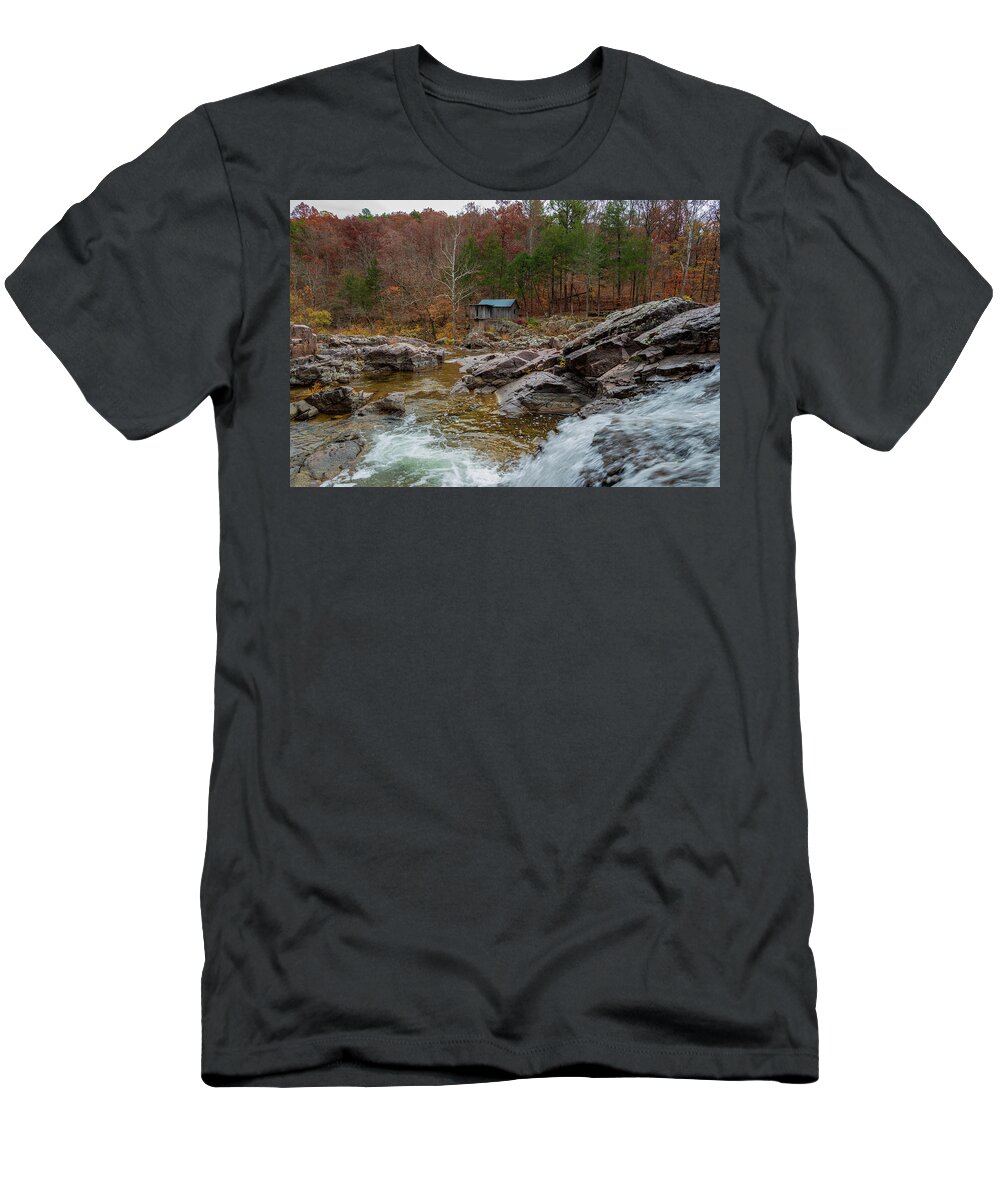 Klepzig Mill And Waterfalls T-Shirt featuring the photograph Klepzig Mill and Falls_1090-10-29-22 by Carol Schultz