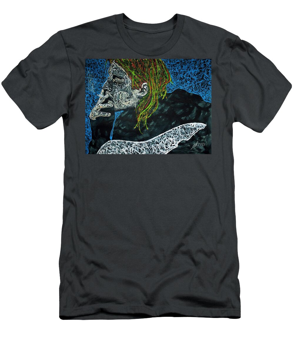 Cobain T-Shirt featuring the painting Kurt Cobain original painting by Sol Luckman