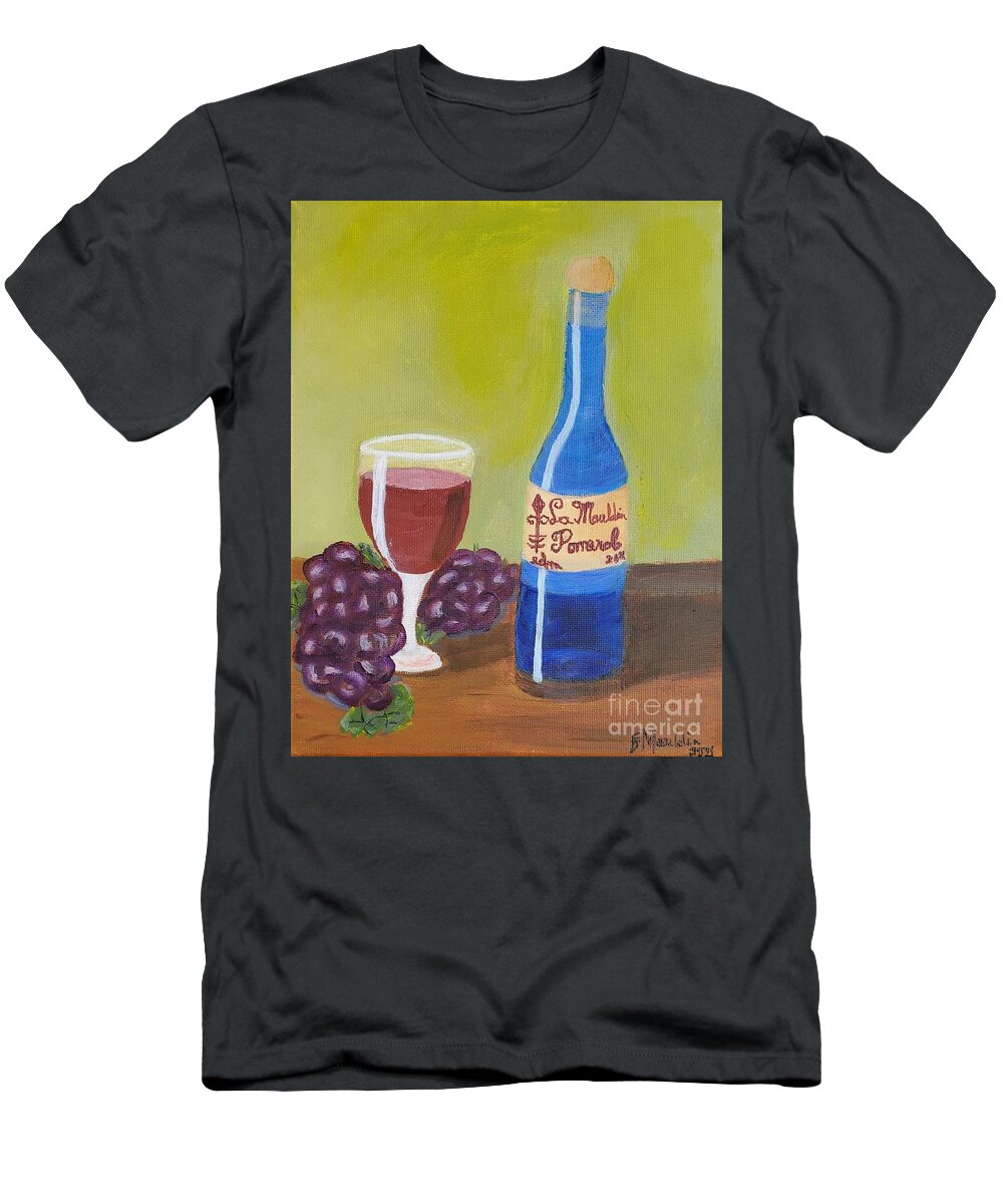 Wine T-Shirt featuring the painting La Mauldin Pomerol, 2021 by Elizabeth Mauldin