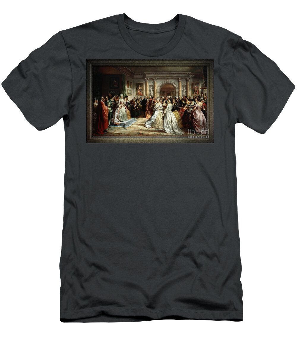 Lady Washington's Reception Day T-Shirt featuring the painting Lady Washington's Reception Day by Daniel Huntington Old Masters Fine Art Reproduction by Rolando Burbon